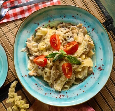 Паста Феттучини с курицей